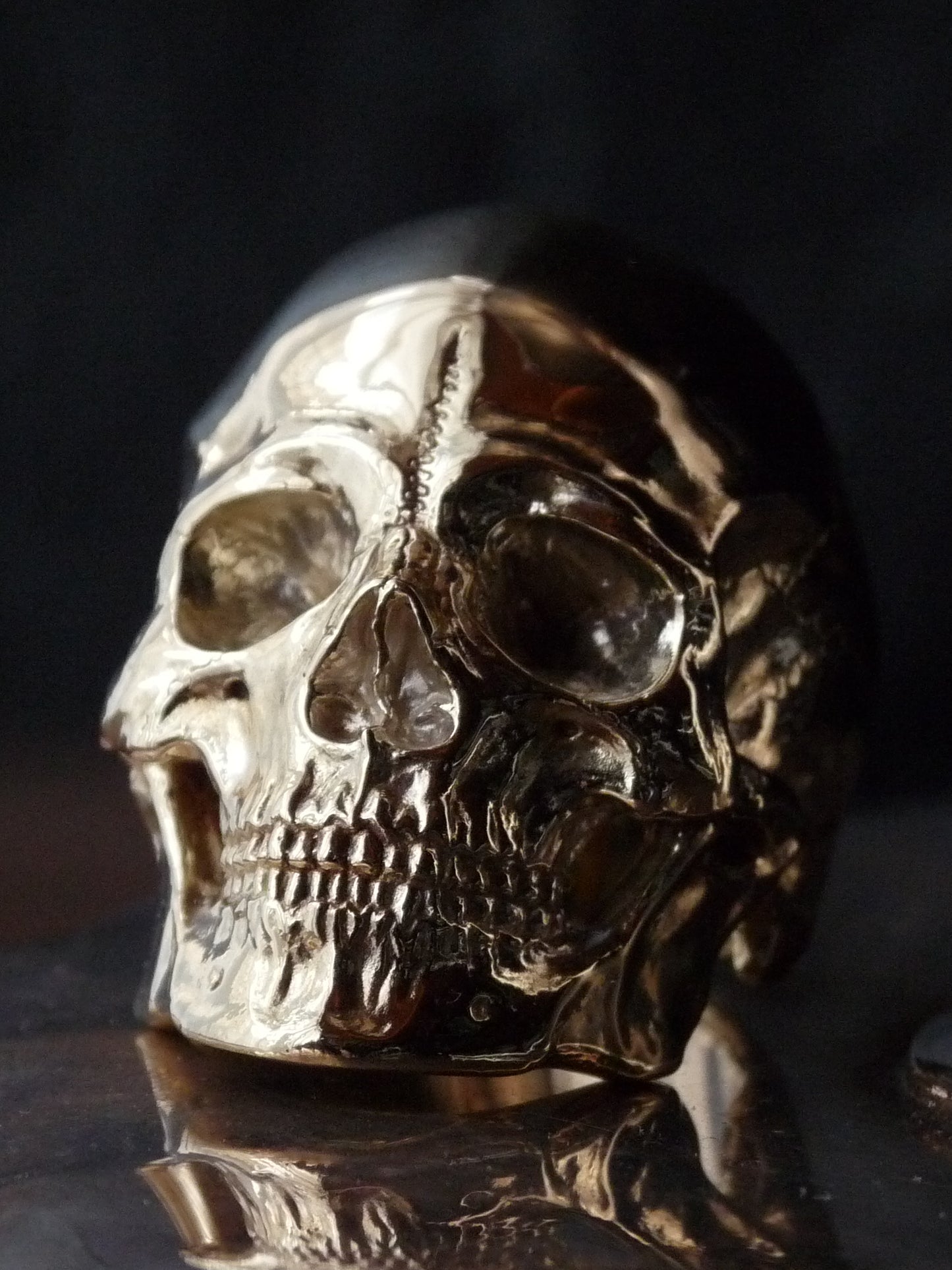 QSO056 Large Thanatos Ring 2 Brass Polish Custom