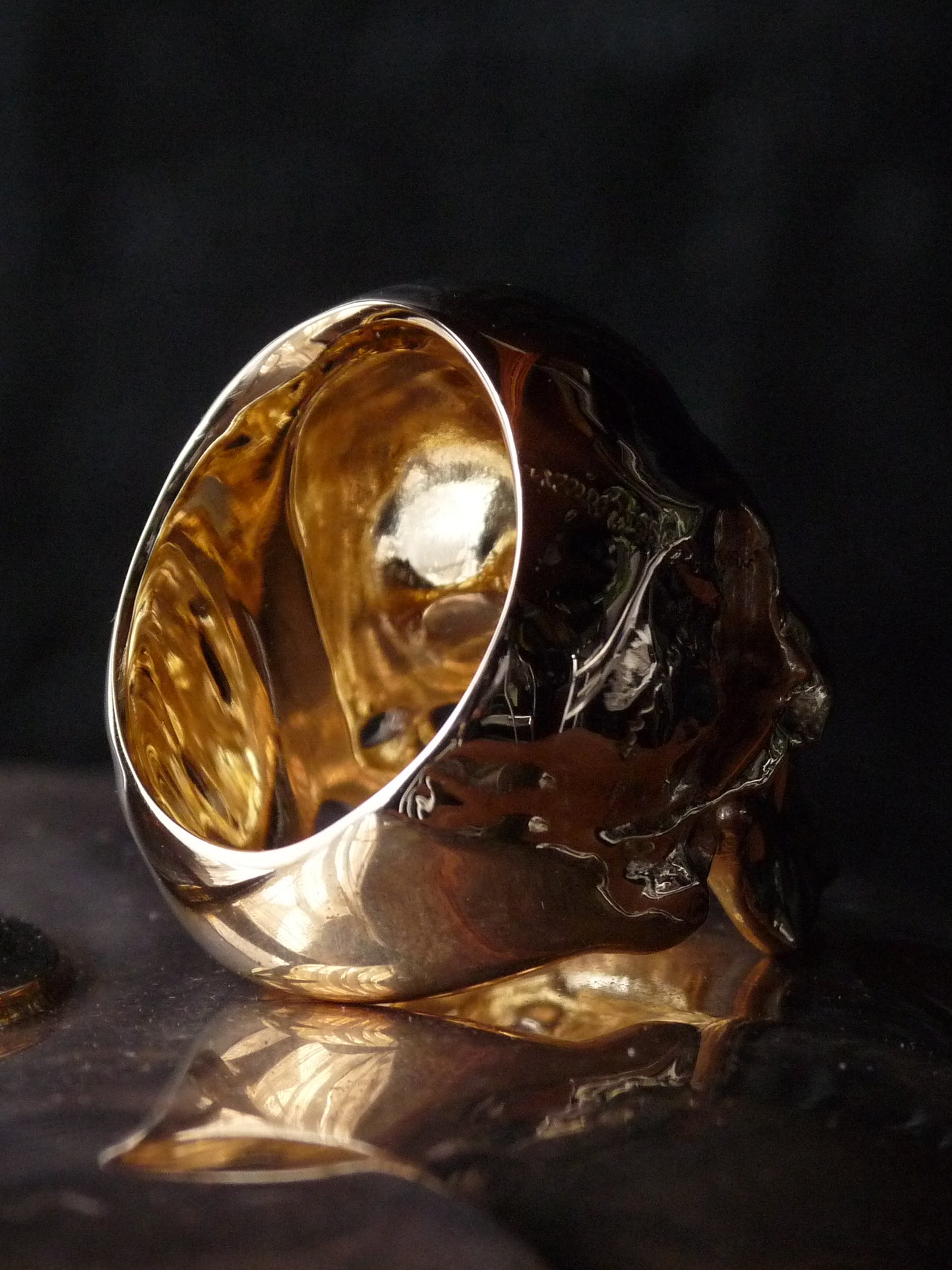 QSO056 Large Thanatos Ring 2 Brass Polish Custom