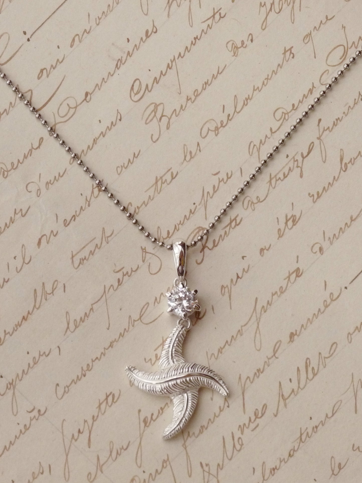 QFO016 Cross Feather Pendant