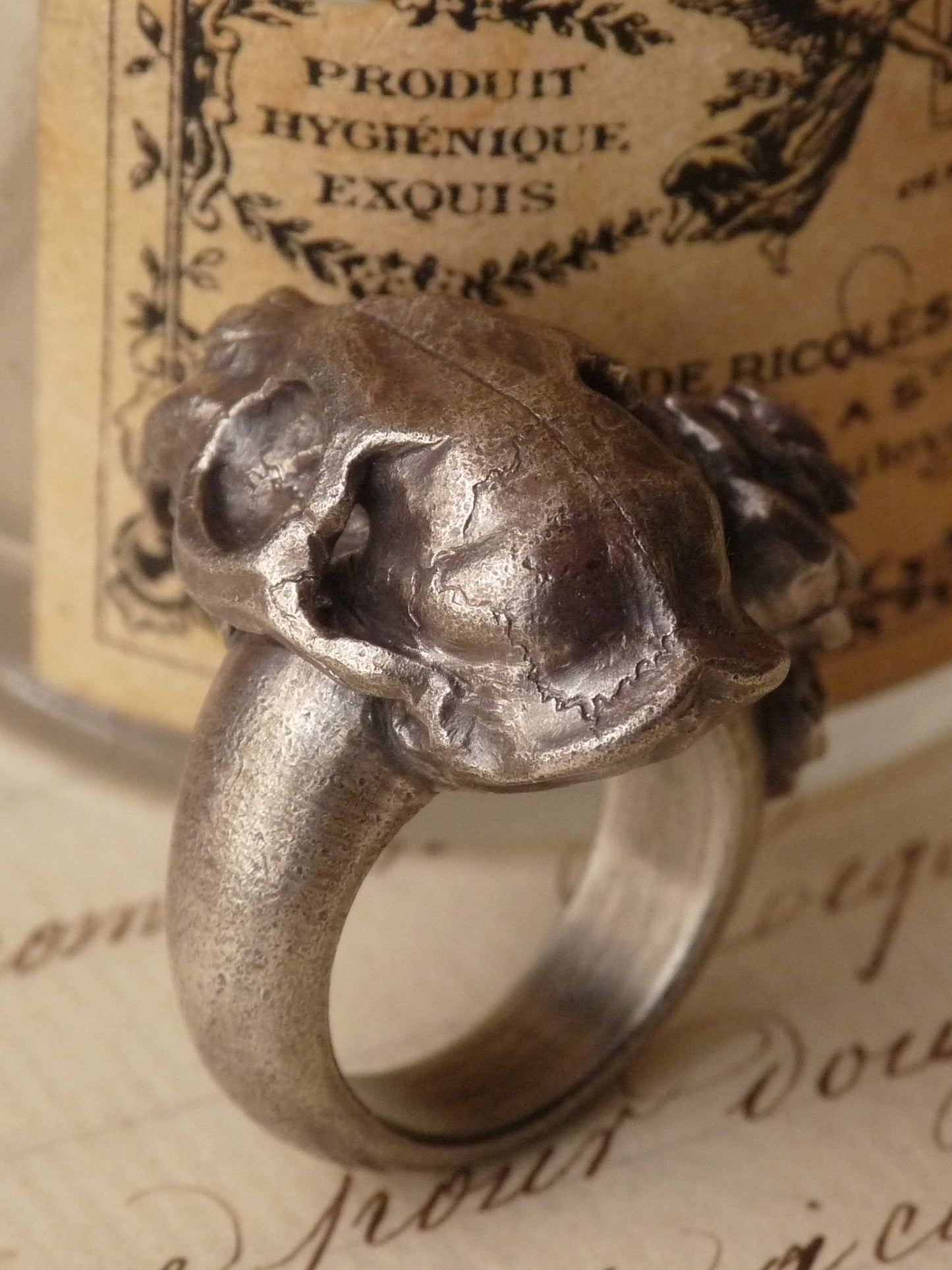 QFO009 Cat Skull Ring