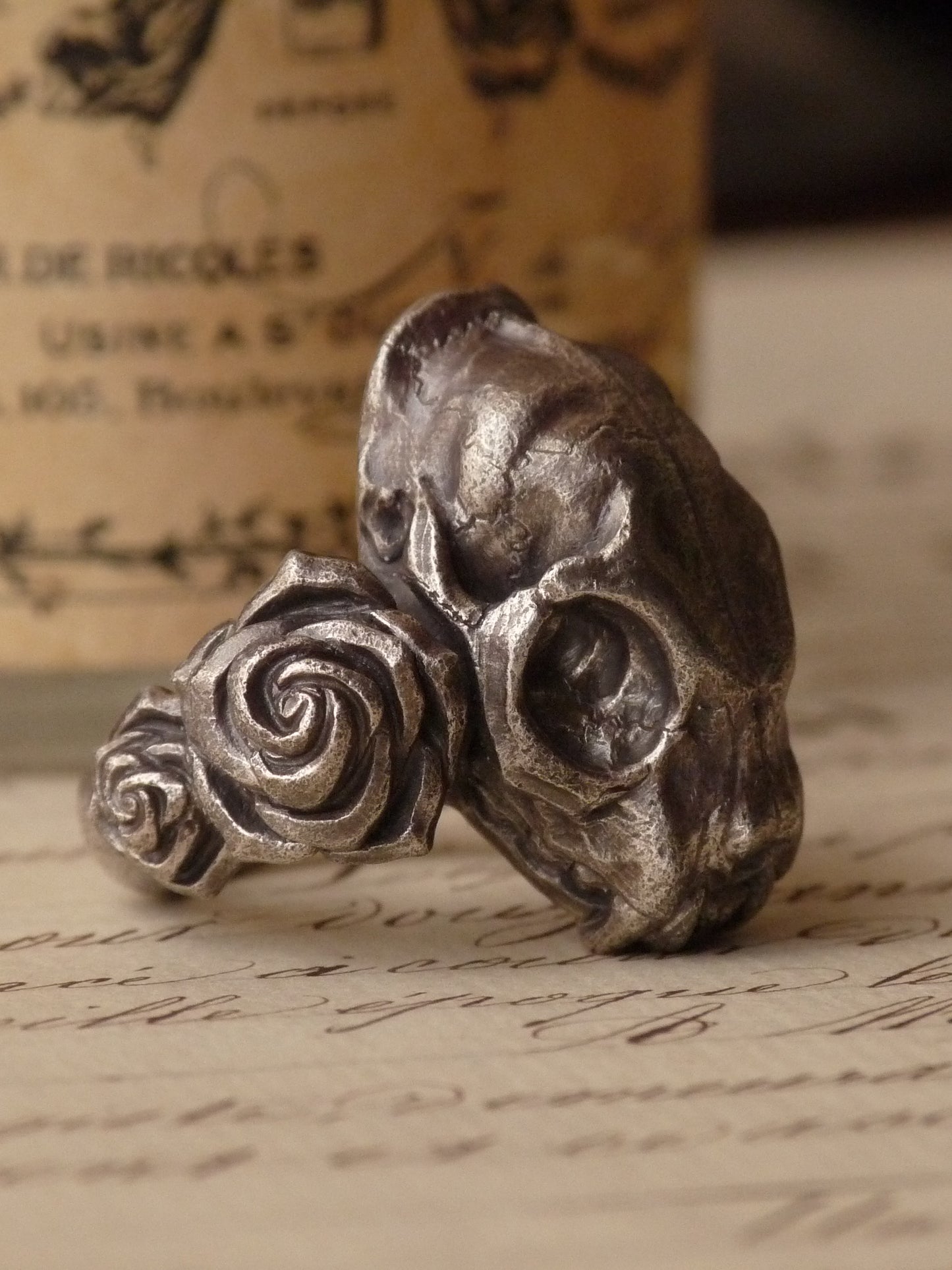 QFO009 Cat Skull Ring