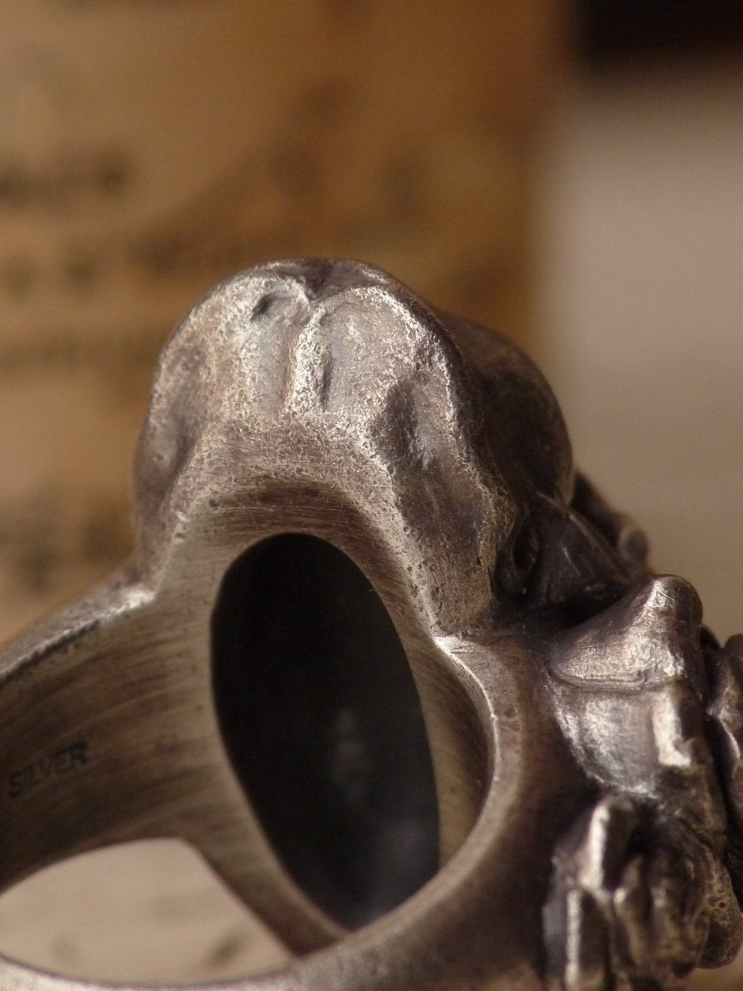QFO009 Cat Skull Ring