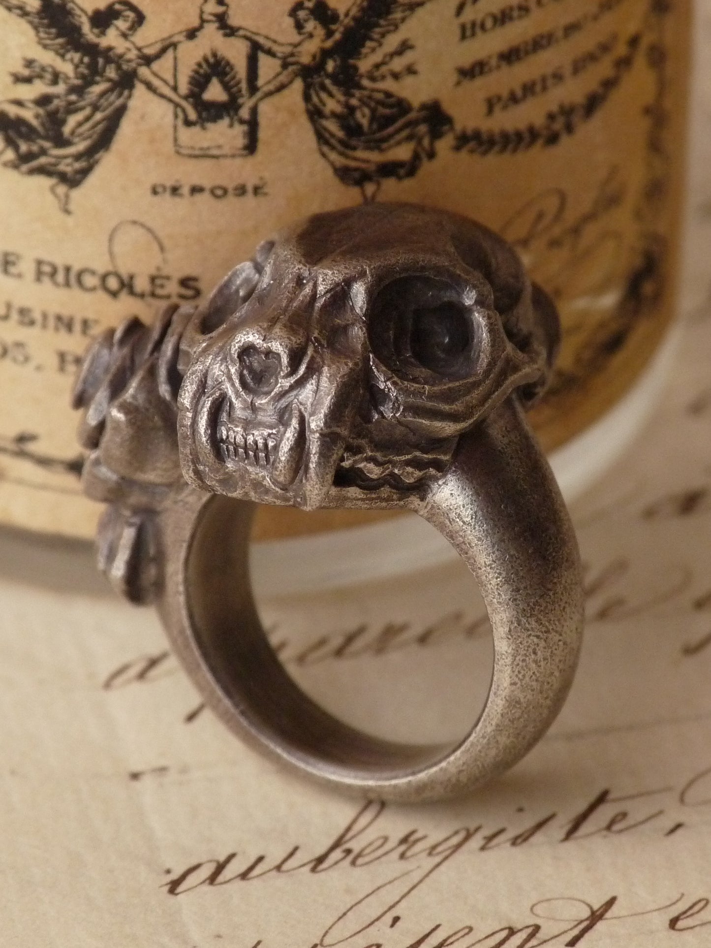 QFO009 Cat Skull Ring