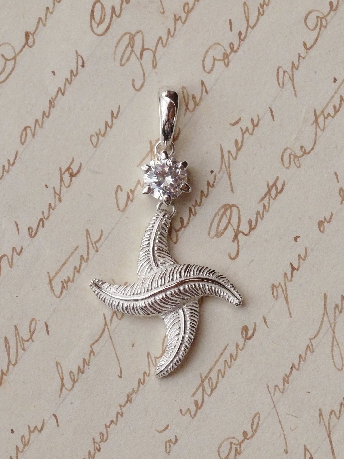 QFO016 Cross Feather Pendant