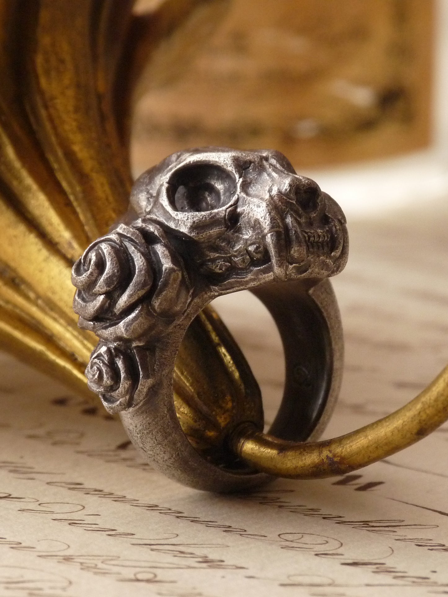 QFO009 Cat Skull Ring