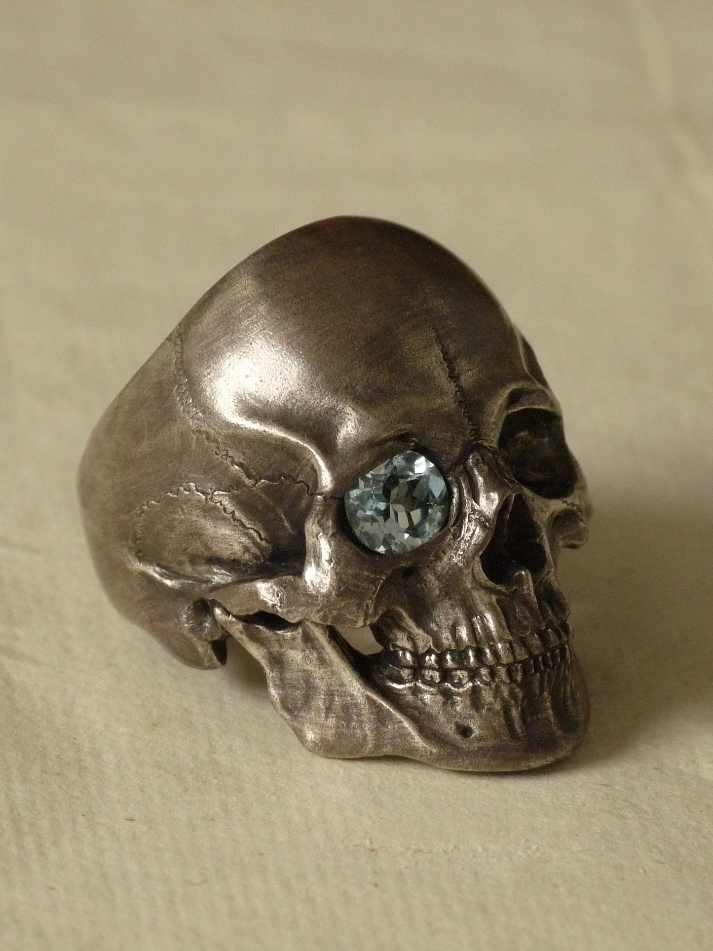 QSO053 Large Thanatos Ring 2 Aquamarine Custom