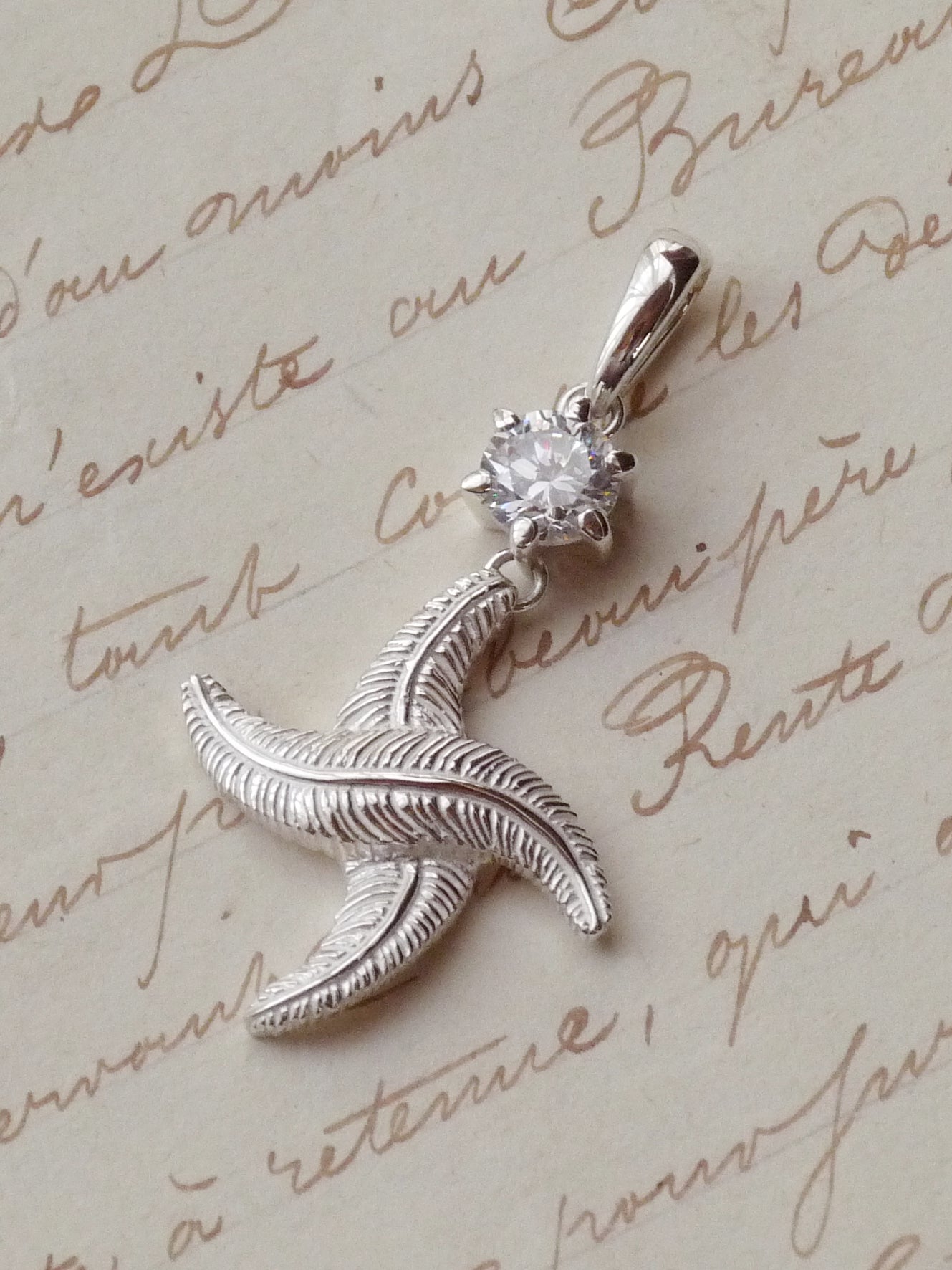 QFO016 Cross Feather Pendant