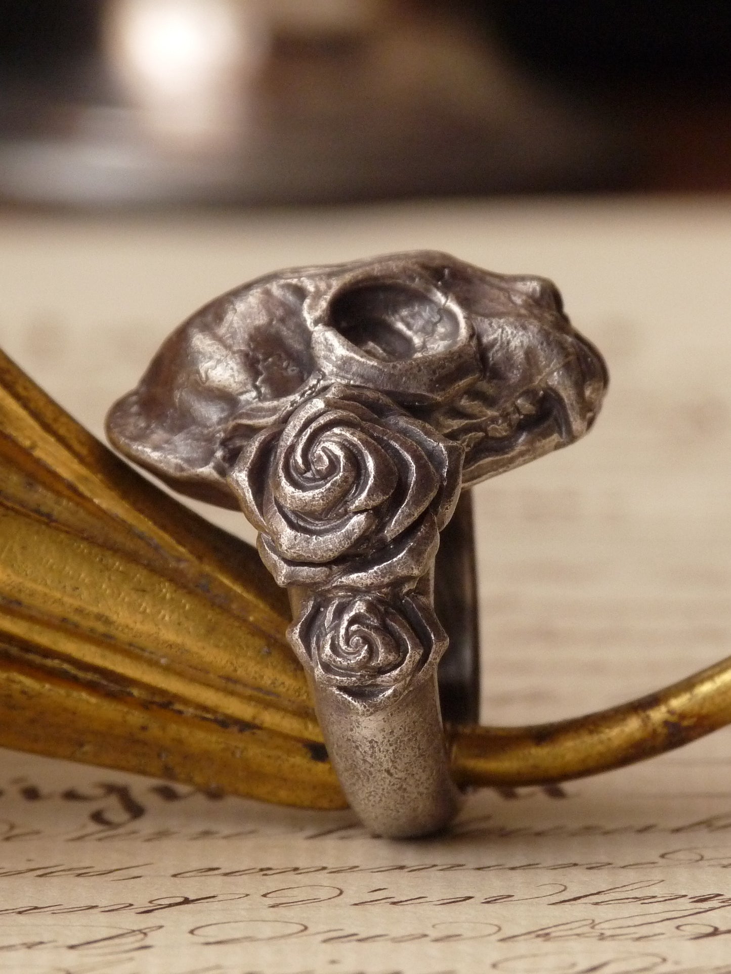 QFO009 Cat Skull Ring