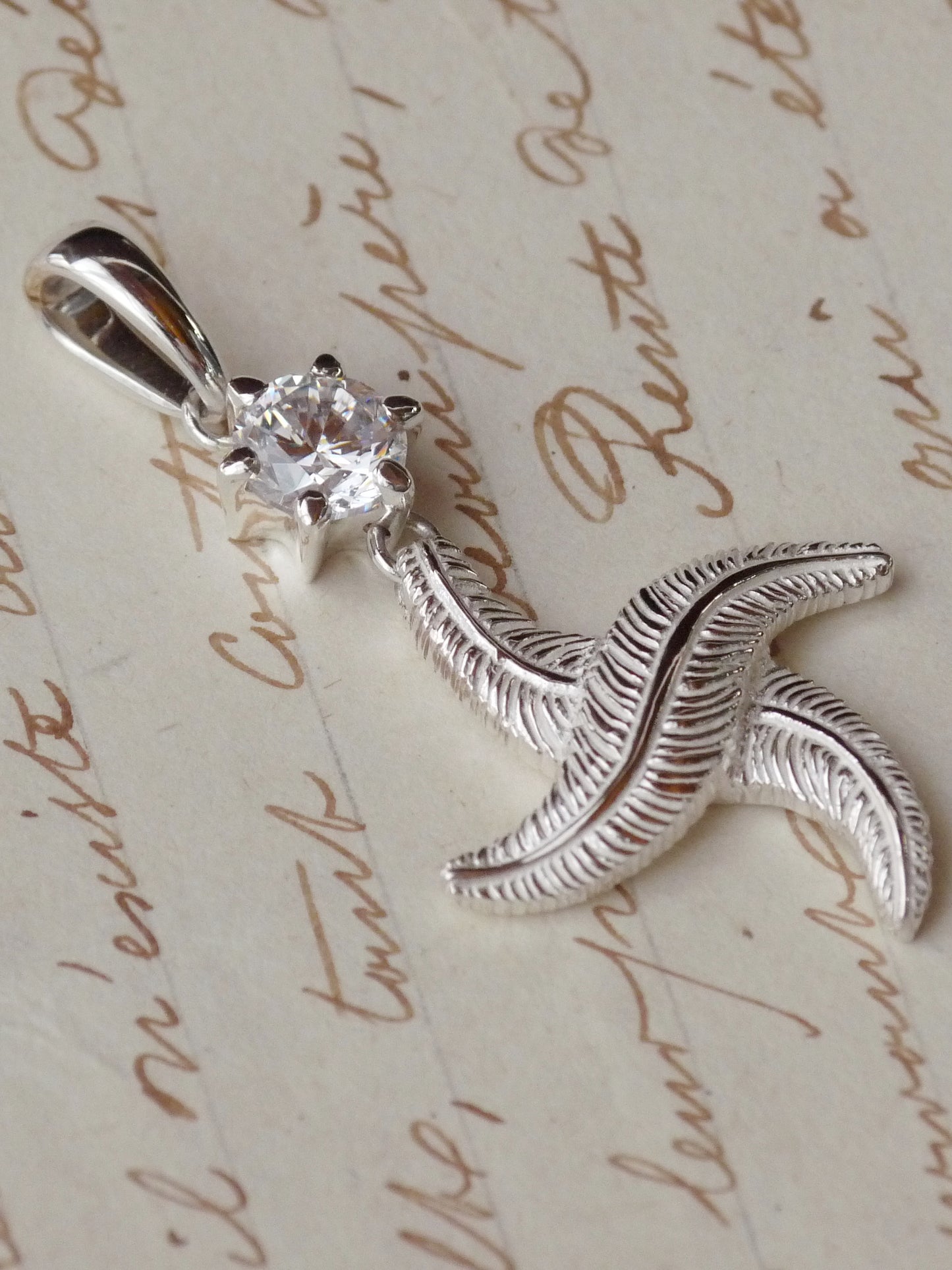 QFO016 Cross Feather Pendant