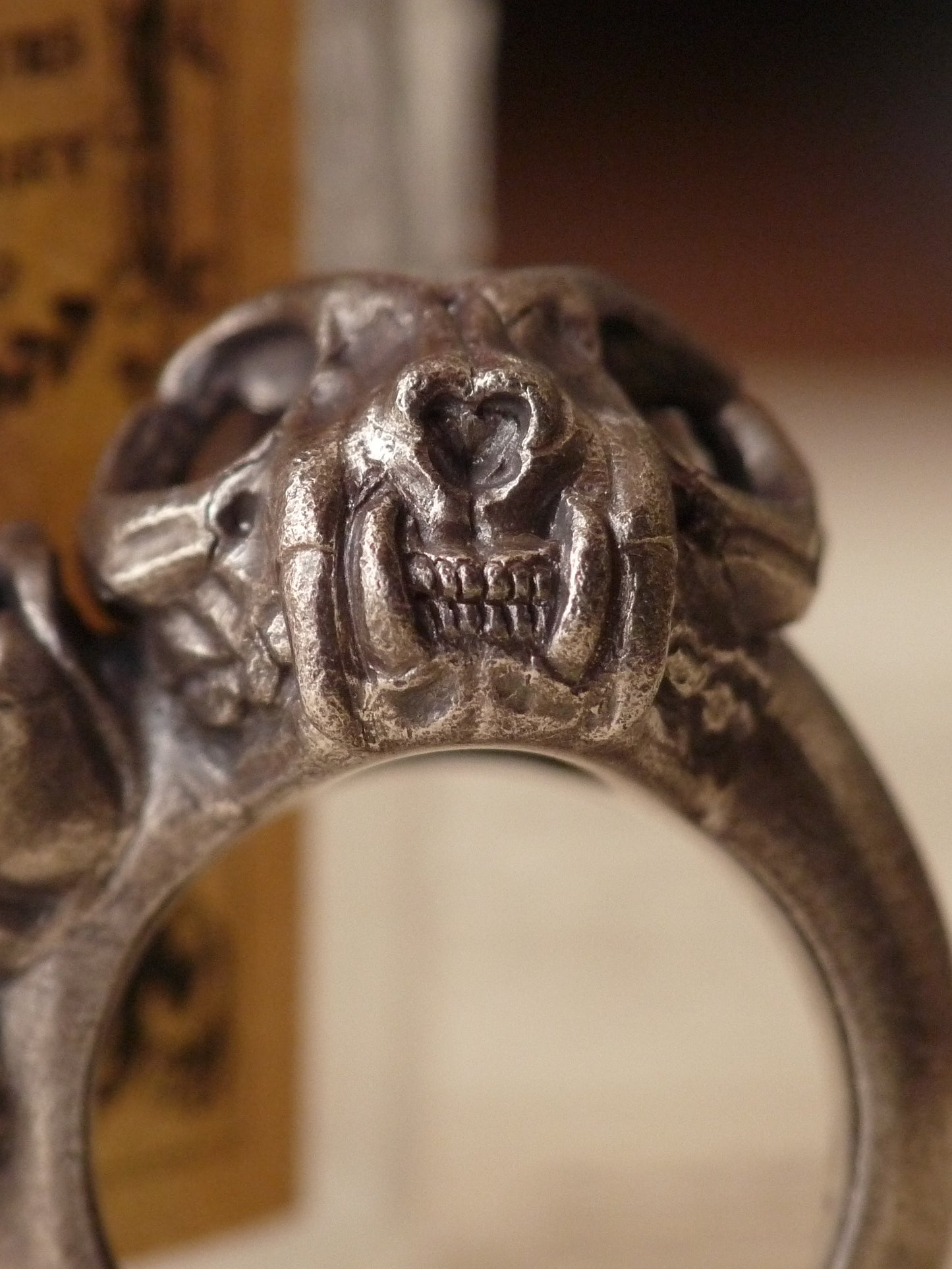 QFO009 Cat Skull Ring