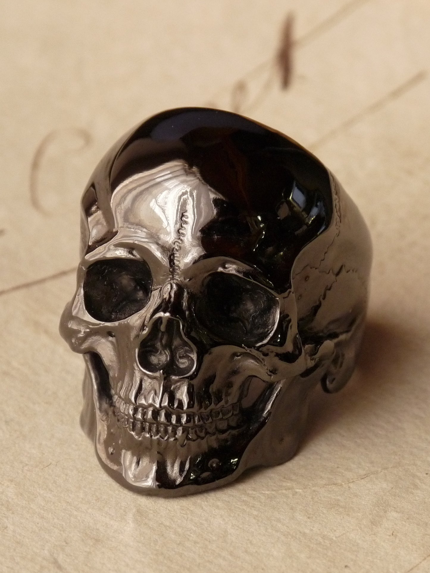 QSO054 Large Thanatos Ring 2 Black Custom