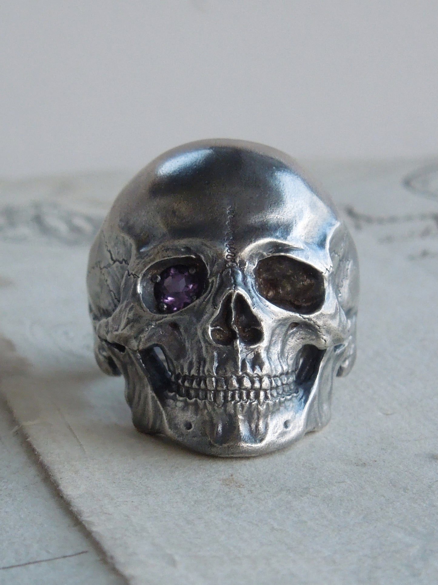 QSO052 Large Thanatos Ring 2 Amethyst Custom