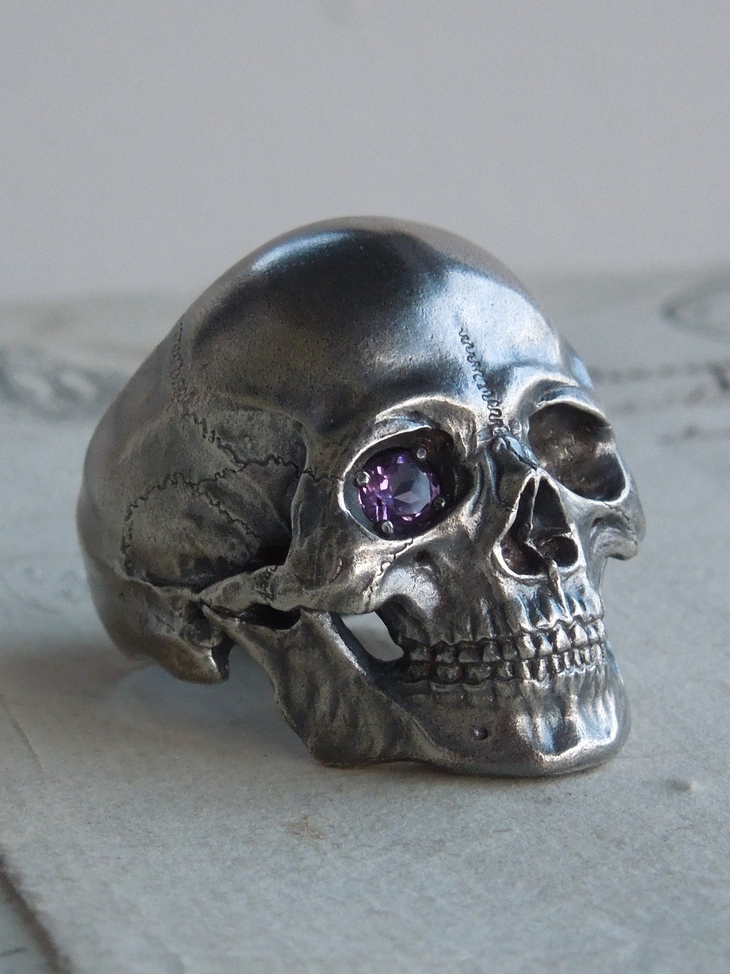 QSO052 Large Thanatos Ring 2 Amethyst Custom