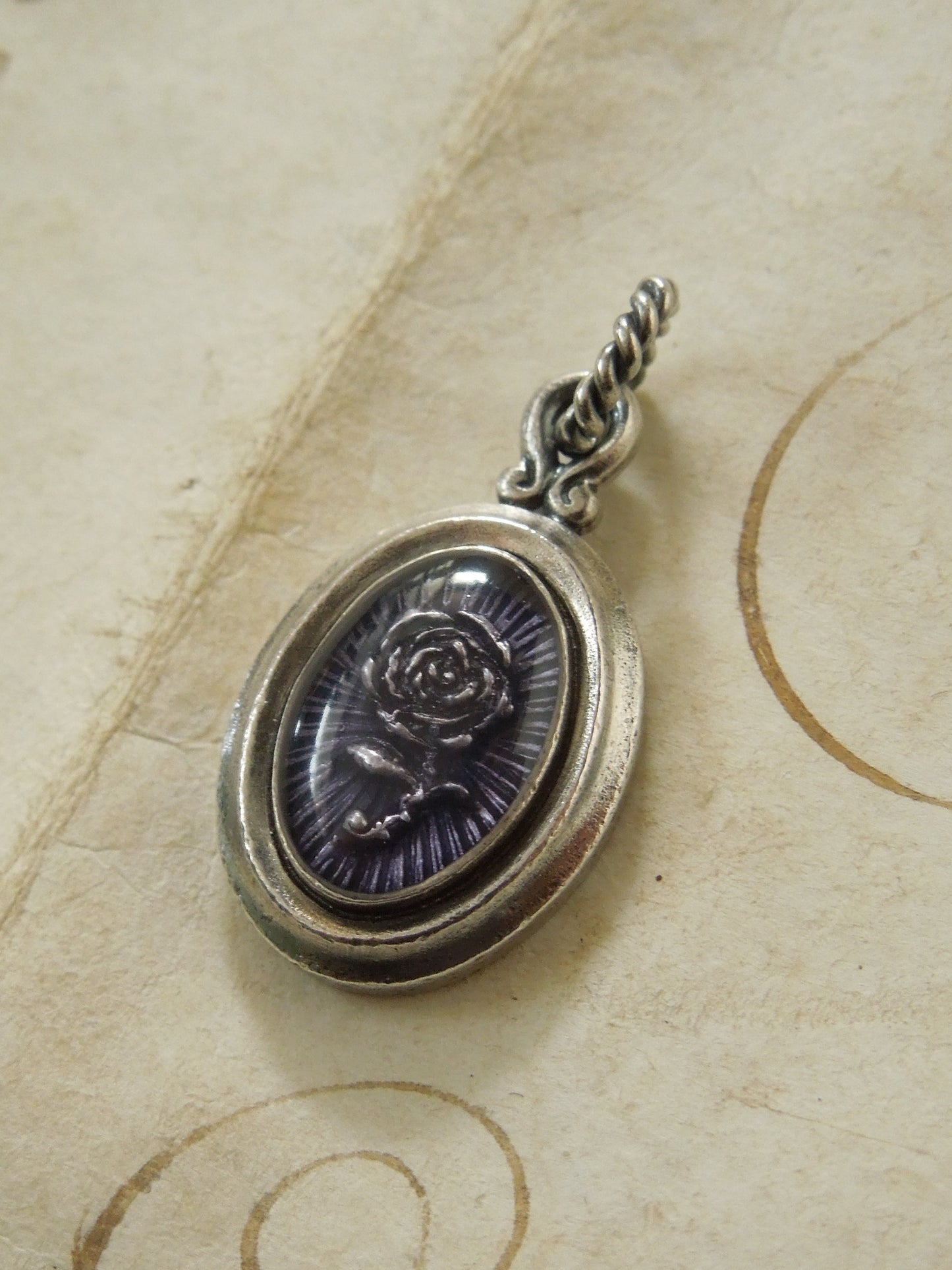 QSO129 Rose Oval Pendant Custom 2