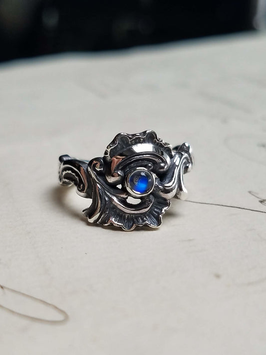 QSO124 Rococo Ring Moon Stone Custom