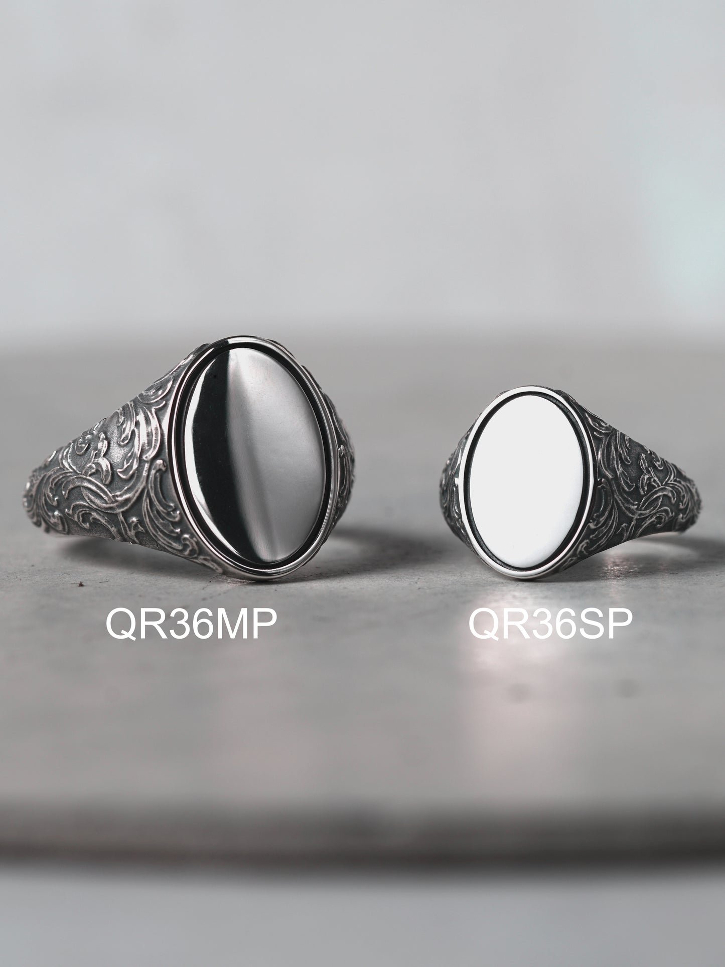 QR36SP Scroll Signet Ring 'Oval' S Polish ver.