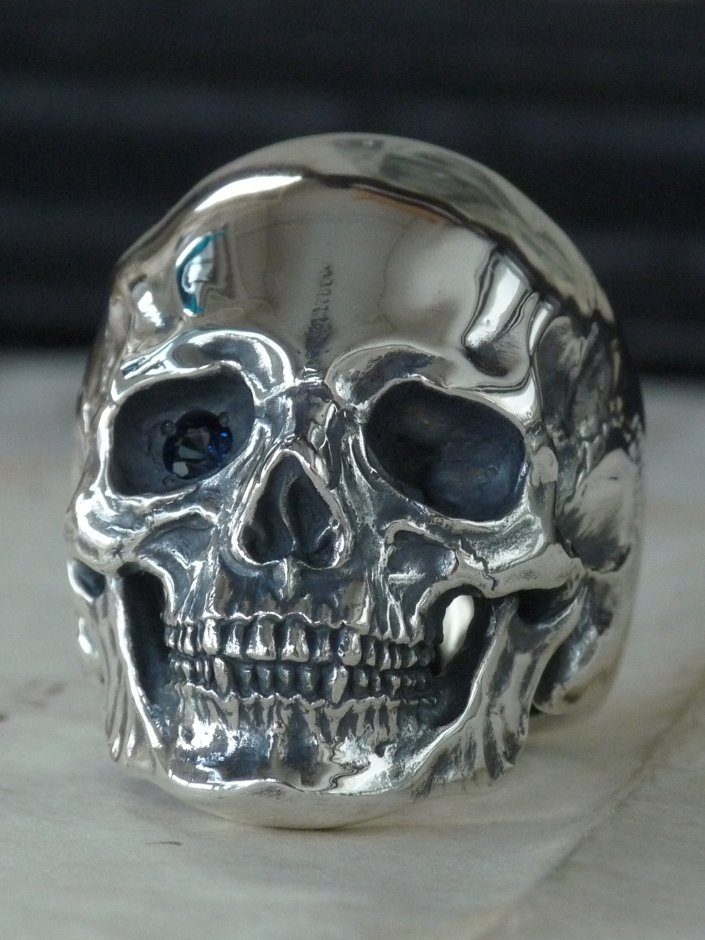 QSO067 Large Thanatos Ring 3 Sapphire Custom