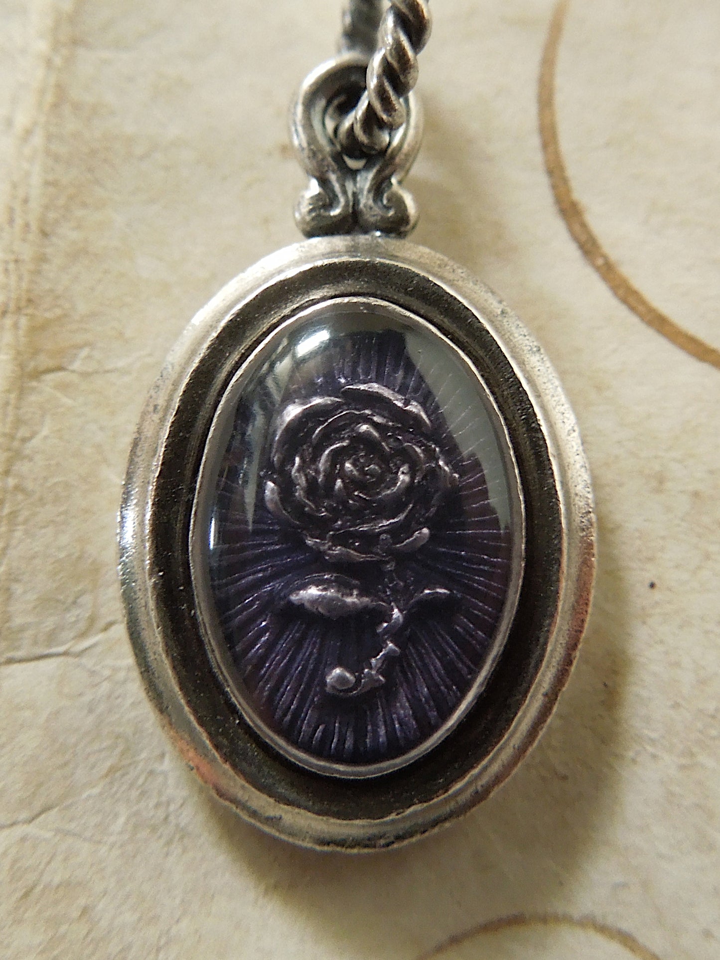 QSO129 Rose Oval Pendant Custom 2