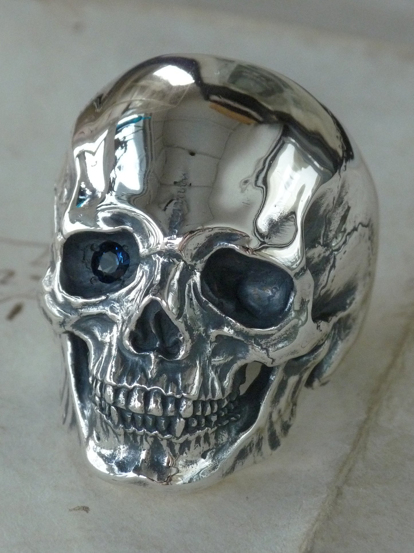 QSO067 Large Thanatos Ring 3 Sapphire Custom