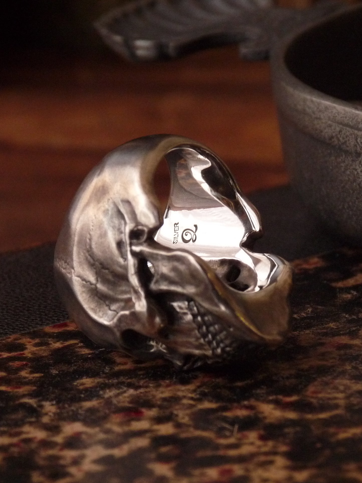 QSO058 Large Thanatos Ring 2 Inside Polish Custom