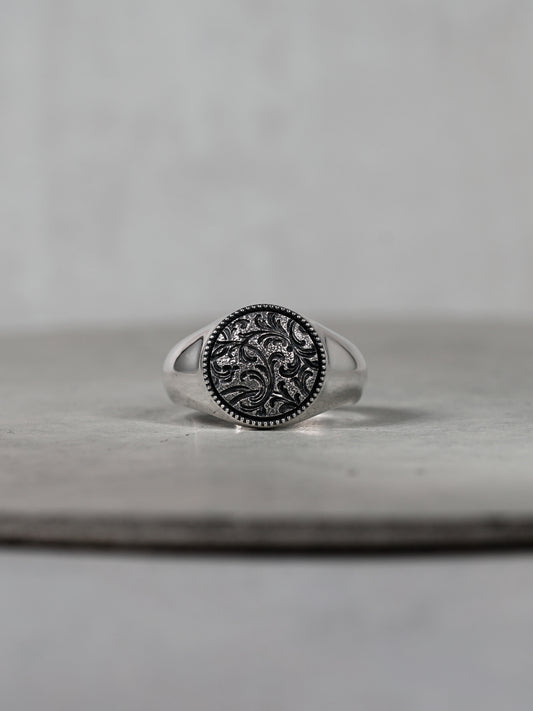 QR37SP Scroll Signet Ring 'Round' S Polish ver.