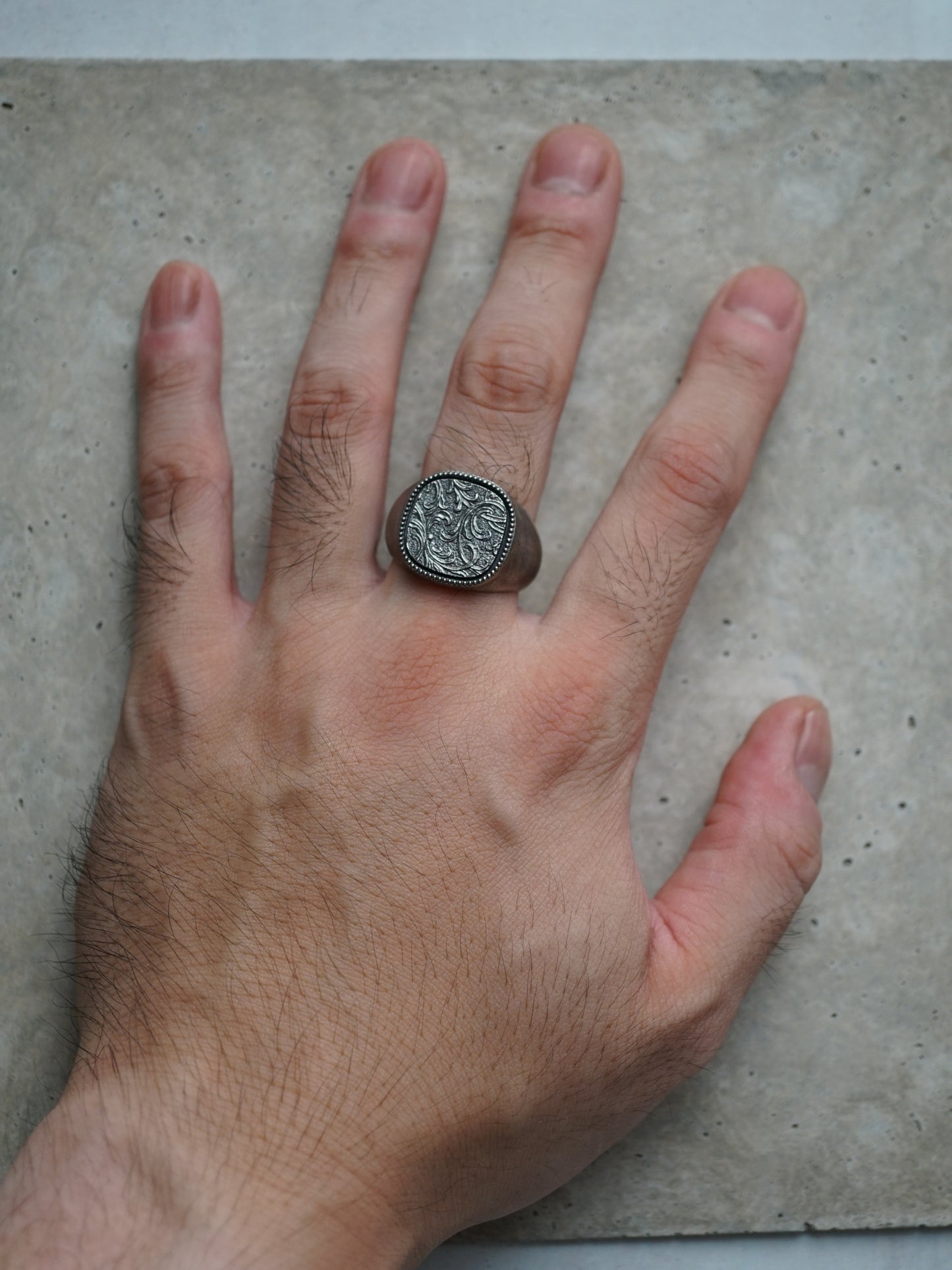 QR34SA Scroll Signet Ring 2 S Antique ver.