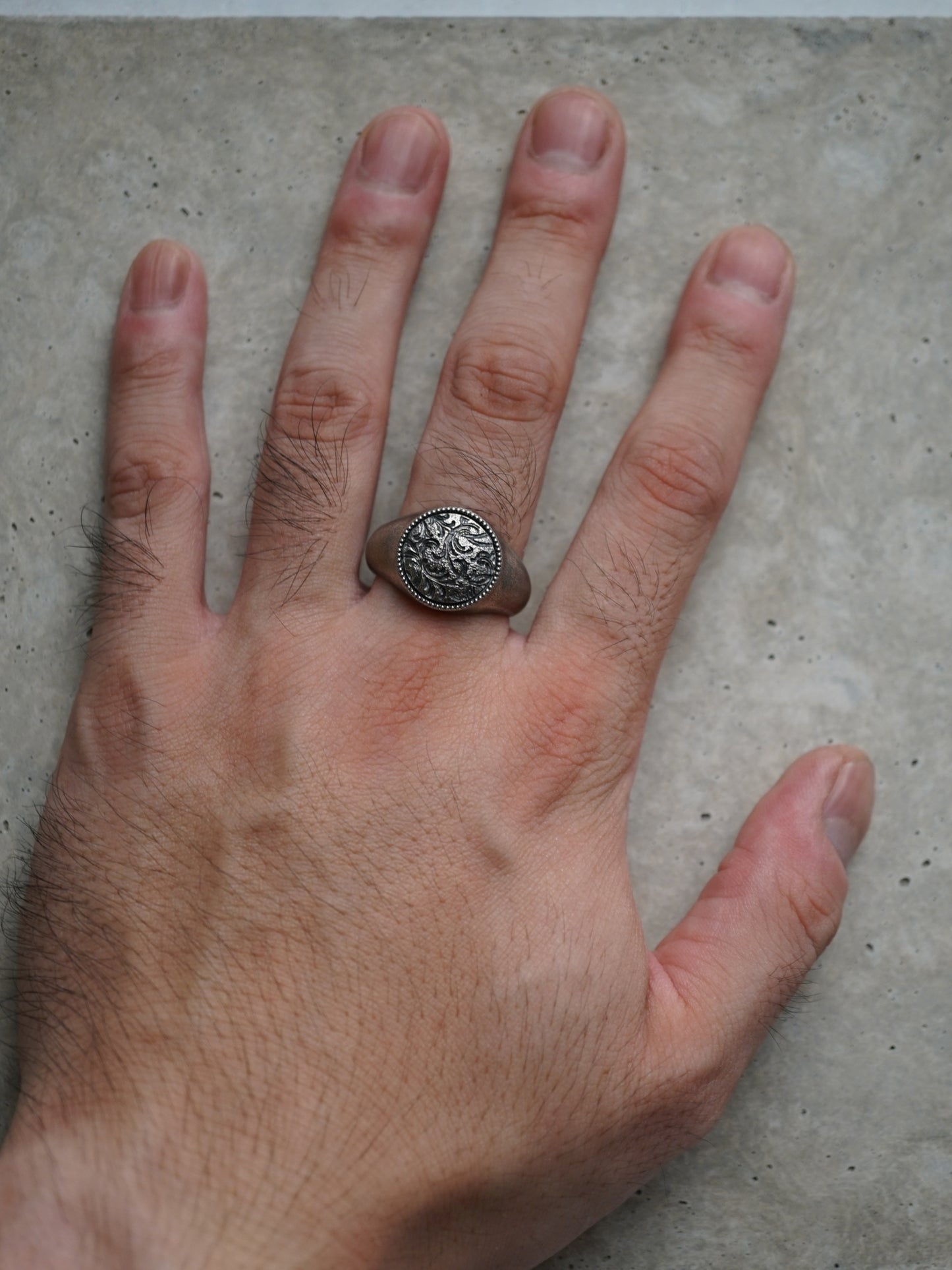 QR37SA Scroll Signet Ring 'Round' S Antique ver.