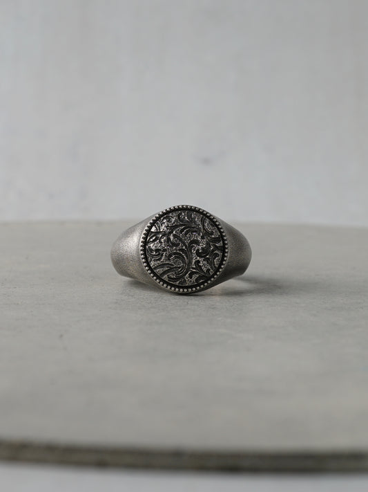 QR37SA Scroll Signet Ring 'Round' S Antique ver.