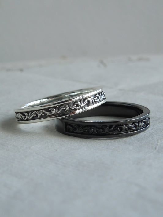 QSO049 Flat Scroll Ring Black Custom